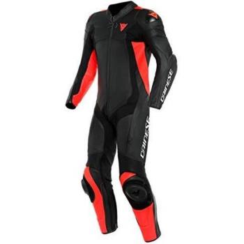Dainese Assen 2 - Traje de cuero perforado para moto, color negro y rojo 50