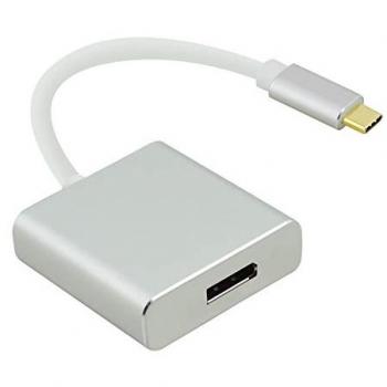 Adaptador Helos PREMIUM USB-C a DisplayPort 1.2 (10 cm), Datos + Video, Plateado