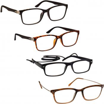 La Compañía Gafas De Lectura Hombres Especial Súper Pack 4 Lectores Trato Negro y Marrón 4PKM Dioptria +2,50