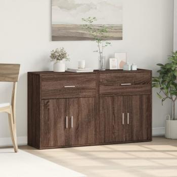 Aparador de madera de roble marrón multicapa 2 piezas 60x31x70 cm