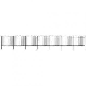 vidaXL Valla Jardín con Puntas de Lanza Acero Negro 11.9x1.5m Cercado Paneles Decoración Entrada Patio Terraza Hogar Negocio Segura Robusta Duradera