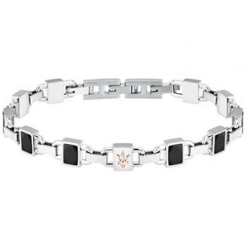 Pulsera de Hombre Maserati Ceramic en Acero Negro y Plateado, 19+3cm