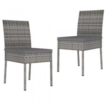 Sillas de comedor de jardín 2 piezas en Polyrattan gris