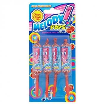 Chupa Chups Melody Pops, Caramelo con Palo de Sabor A Fresa, 4 x 15g