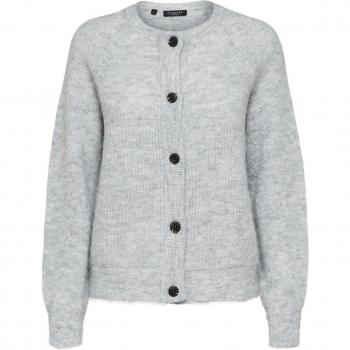 Selected Femme Lulu Short Knit Cardigan - Light Grey Melange, Size XL