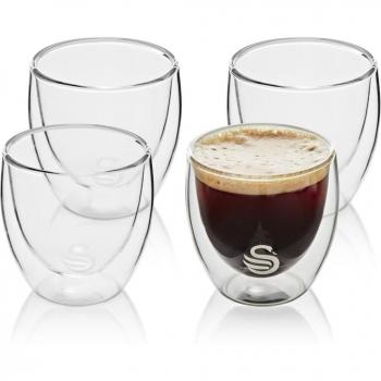 SWAN SWKA54010N Juego 4 Vasos Café Cristal Doble Pared de Borosilicato 100ml