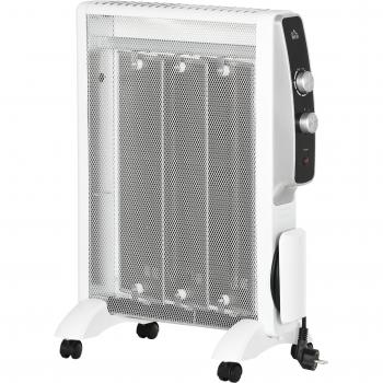 HOMCOM Calefactor Eléctrico 750W/1500W Radiador de Mica con Termostato Regulable, 2 Niveles de Potencia, para Áreas de 15-18m²,