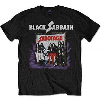Black Sabbath Sabotage Vintage Distressed Metal T-Shirt for Men - ROCK OFF L