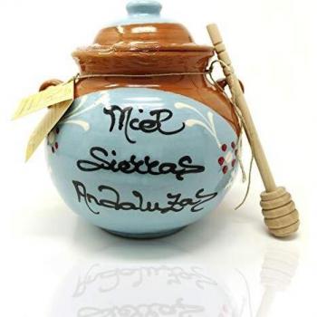 Miel de Azahar 100% andaluza | En tarro artesano cerámico | 800 gramos | Miel monovarietal con cuchara y tarro decorativo