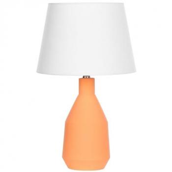 Lámpara de Mesa Cerámica Naranja Base Terracota Pantalla de Lino Blanca 53 cm