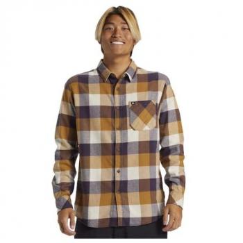 Quiksilver Camisa de Manga Larga Classic Flannel para Hombre, Estilo Motherfly, Color Bone Brown, Corte Estándar