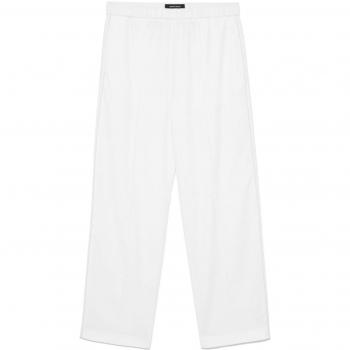 Fabiana Filippi Women's Wool Trousers, Straight Trousers, White, Size 44/M, with Bead Embellishment