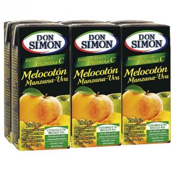 Don Simón Zumo de Melocotón, Manzana y Uva Pack de 6 x 200ml