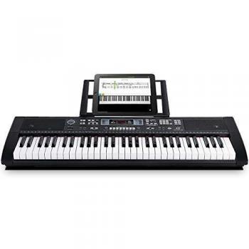 Souidmy Teclado piano eléctrico 61 teclas con Bluetooth, altavoces incorporados, fuente de alimentación dual, teclado portátil para principiantes