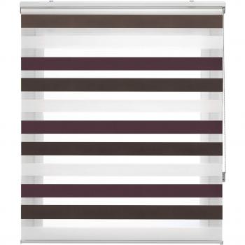 FirstlineGo Estor Noche y Dia traslucido Marron-Violeta de 160 X 180 cm