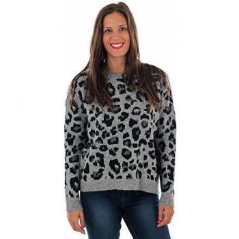 Vero Moda Jersey Mujer S Gris 10221502 VMLEO LS O-Neck Blouse Silver Sconce W. Black +