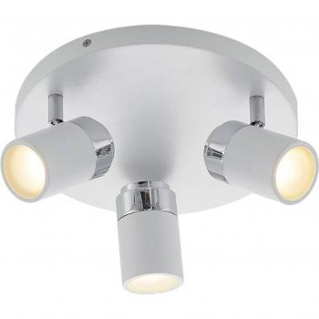 Lindby Kardo - Glorieta de techo para baño, blanco y cromo, foco 'Kardo' moderno en blanco hecho de metal e.o. para cuarto de baño (3 llamas, GU10), lámpara de techo