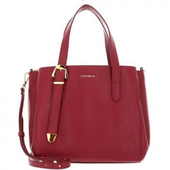 Coccinelle Red Leather Shoulder Handbag with Contrast Details - One Size