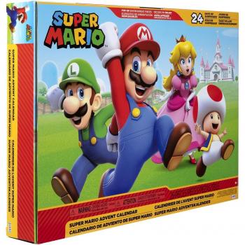 Calendario de Adviento Super Mario Bros - Nintendo, incluye 24 sorpresas temáticas del Reino Champiñón, figuras coleccionables, accesorios y juguetes inspirados en el universo de Super Mario
