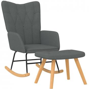 Sillón mecedora Ripple con reposapiés en tela gris oscuro