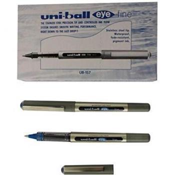 Bolígrafo de Tinta Pigmentada Uni-Ball UB-157 Eye Medium, 0.5mm, Azul - Paquete de 12 Unidades