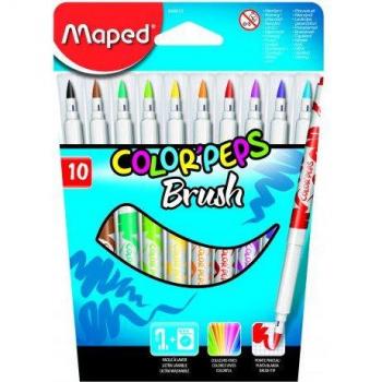 Rotuladores Maped Color'Peps Brush Lettering, Punta Pincel, Estuche de 10 Colores