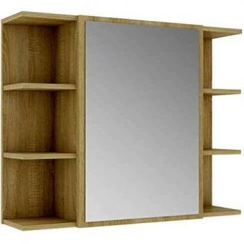 Armario de espejo de baño aglomerado Sonoma 80x20,5x64 cm