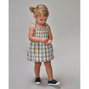 Vestido de cuadros de tirantes blanco para niña bebé