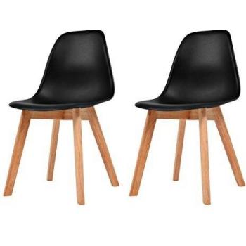 vidaXL Dining Chairs 2 pcs Black Plastic
