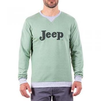 Jeep RUNDHALSAUSSCHNITT Vintage J8W Sudadera, Hombre, Verde/Gris Claro, Large
