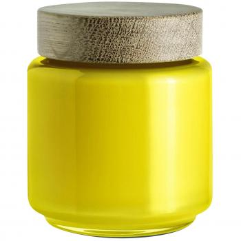 Holmegaard, Tarro de almacenamiento de diseño de cristal teñido soplado a mano y roble amarillo 50 cl