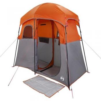 Tienda de Ducha Impermeable para 2 Personas Gris-Naranja