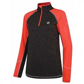 Dare 2b Involved Core Stretch Lightweight Warm Backed Quick Drying Half Zip Fleece Capa Intermedia elástica, Mujer, Gris carbón/Coral Fiery, 48