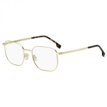 Hugo Boss 1633 Rectangular Prescription Glasses, Gold Frame with Havana Pattern, Yellow Female, Size 53 MM