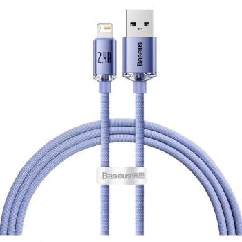 Cable Baseus Crystal Shine Lightning 2.4A Rápido 1.2m Morado