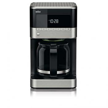 Braun KF 7120 Cafetera eléctrica semi-automática con jarra de cristal, 1000 W, 12 tazas, acero inoxidable, negro