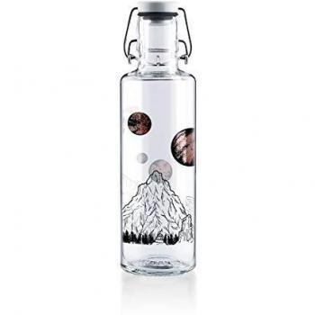soulbottles The Sky is not the Limit 0.6L Glass Water Bottle with Porcelain Lid and Stainless Steel Handle