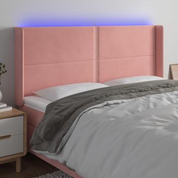 Cabecero LED Rosa de Terciopelo 203x16x128 cm con iluminación integrada