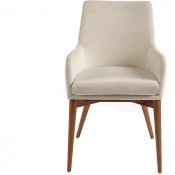Silla de comedor tapizada en tela beige ANGEL CERDÁ 4048C, color beige, dimensiones 57 x 64 x 88 cm