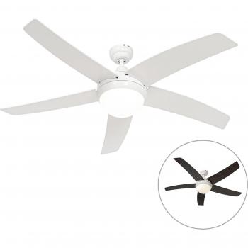 Ventilador de techo inteligente blanco con LED y mando a distancia