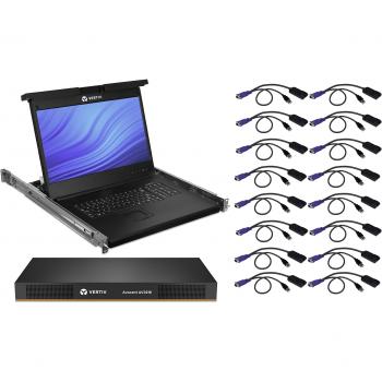 Consola LCD de acceso directo al rack Vertiv Avocent LRA185KMM16D-001 con pantalla de 19, conmutador KVM AutoView 2216 digital y analógico, 16 puertos