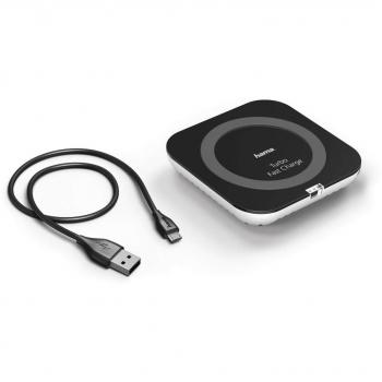 Cargador Inalámbrico Hama 183217 - Carga Rápida y Segura con Tecnología de Carga Rápida QC 3.0 - Negro