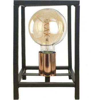 Lámpara de mesa FLOKI Metal Negro, diseño moderno, estructura metálica en color negro, base estable, pantalla difusora para luz suave, ideal para decoración de interiores y uso en mesas de noche o escritorios