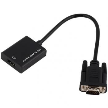 Adaptador Convertidor VGA a HDMI para Señal HDTV Color Negro