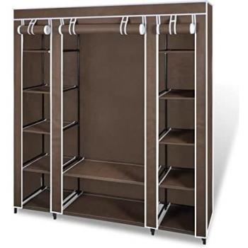 vidaXL Armario Portátil con Compartimentos Tela Marrón Ropero Mueble Temporal