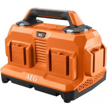 Cargador multipuerto AEG 18V, carga secuencial, 6 puertos, carga rápida, voltaje de red 220-240V, compatible con baterías de 1.5 a 9.0 Ah