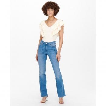 Only High-Waisted Flare Jeans for Women - Light Wash Boot-Cut Denim