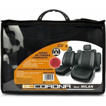 Juego de Fundas para Asientos de Coche BC Corona Milan Universal en Color Negro (10 Piezas)