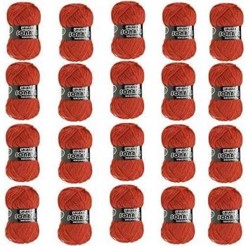 Hilo de Acrilico Ovillo de Lana para Tejer Crochet Ganchillo o Punto Torrijo SONATA 30g, Ovillo de Lana Suave Acrílica para Tejer | 20 Unidades, Color 1556-ROJO TEJA