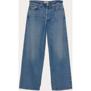 Agolde Low Slung Baggy Jeans in Libertine, Female, Blue, Size: W25